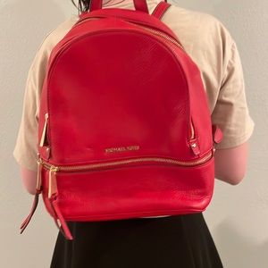 Michael Kors red leather backpack